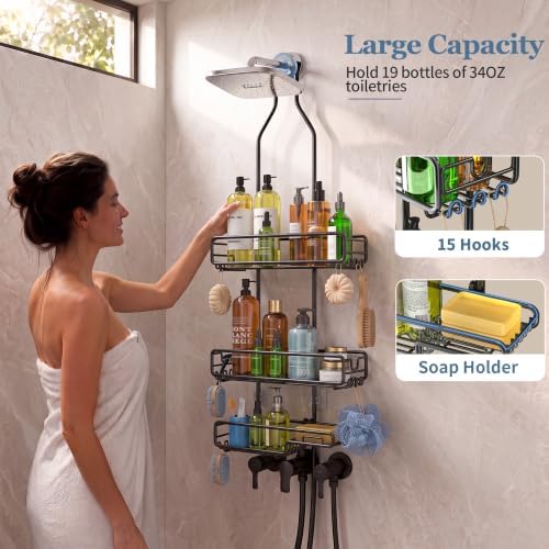 Skyapex Shower Caddy Hanging Bathroom Organizer: Over Head Adjustable Rack - Image 6