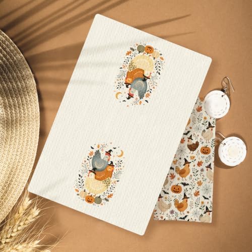 Halloween Farmhouse Chicken Kitchen Towels 16x24 Inch Set of 2 - Image 2