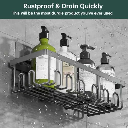 5-Pack Adhesive Shower Caddy for Bathroom & Home Decor Grey - Image 3