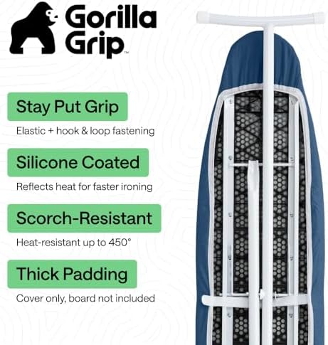 GORILLA GRIP Padded Ironing Board Cover, 15x54 Navy - Image 2