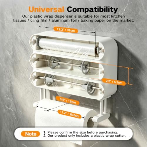4-in-1 Wrap Dispenser with Cutter – Magnetic Kitchen Organizer - Image 3