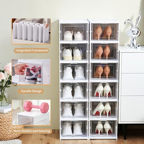 ZLLZUU Shoe Storage Box, No-Assembly 6 Tiers Foldable Shoe Organizer - Image 3