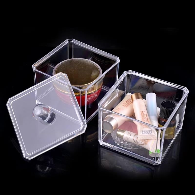 Stackable Square Acrylic Cotton Ball Holder Q-tip Holder Bathroom Swab Dispenser - Image 5
