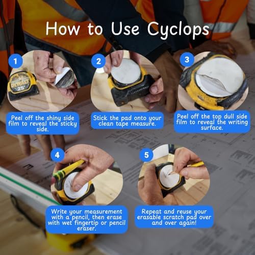 CYCLOPS Erasable Scratch Pad for Tape Measure, Peel & Stick, Jobsite Tough - Image 2