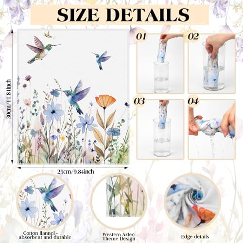 36 Pack Reusable Cloth Kitchen Paper Towels, Hummingbird Flowers - Image 3