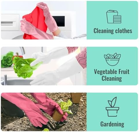 KAQ Rubber Cleaning Gloves for Dishwashing: 4 Pairs Colorful Reusable Kitchen - Image 6