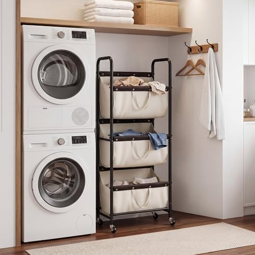 GRANNY SAYS 3 Tiered Laundry Sorter, Narrow Hamper Cart - Image 6