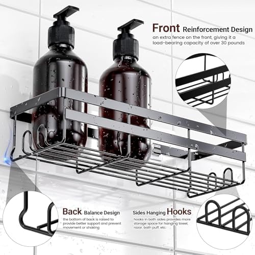 WOWBOX 6 Pack Adhesive Shower Caddies, No Drill Bathroom Shelves - Image 4