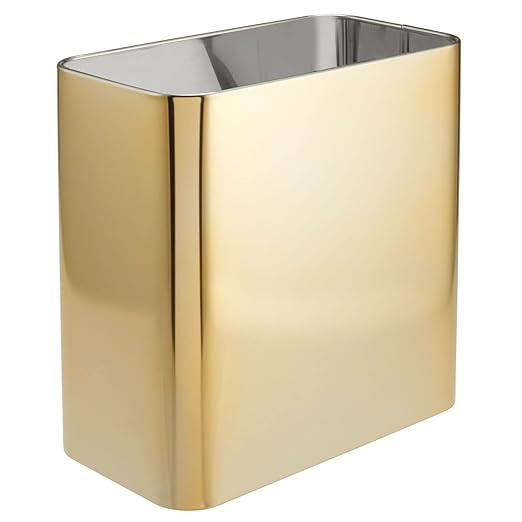 mDesign Small Metal 2.4 Gallon/9 Liter Trash Can Wastebasket Garbage Bin - Image 5
