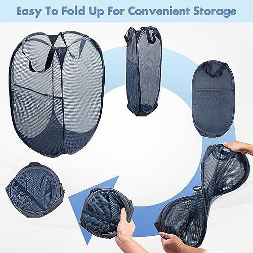2 Pack Pop Up Laundry Hampers, 70 L Collapsible Foldable Mesh Basket - Image 5