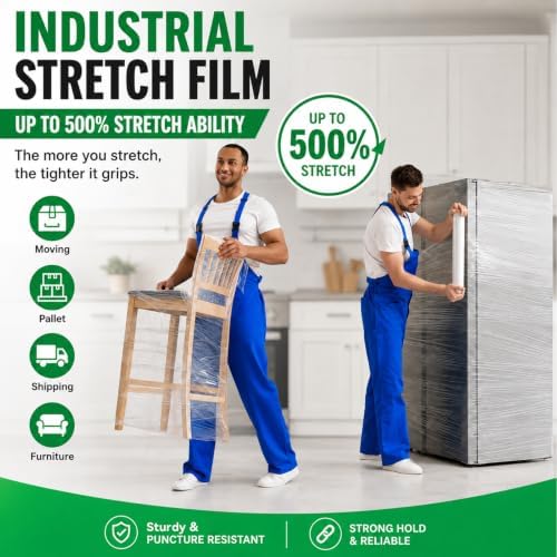 18 Inch Stretch Wrap Roll, Heavy Duty 18" 1500ft Shrink Film/Wrap, 4 Pack - Image 5
