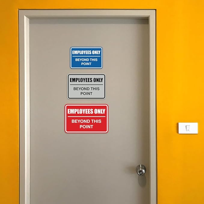 All Quality Classic Framed Employees Only Beyond This Point Wall or Door Sign | Easy to Install Business Signage - Medium (Walnut) 2 Pack
