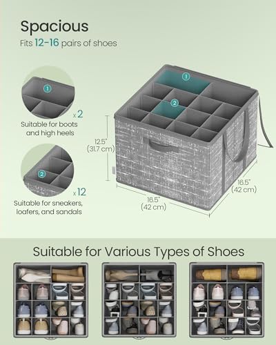 SONGMICS Shoe Organizer for Closet, 2 Pack Fabric Bins, Fits up to 32 Pairs - Image 3