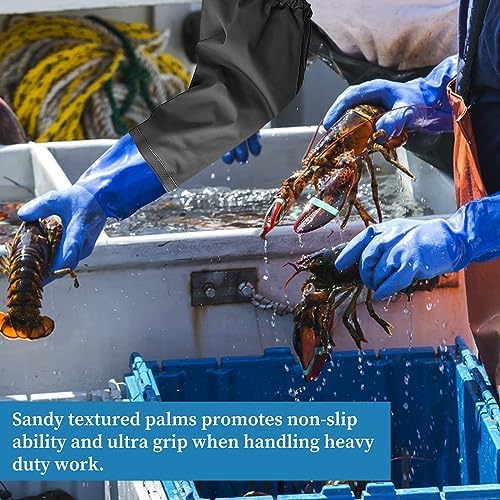 Eiito Extra-Long 26" Rubber Pond Gloves, Chemical Resistant PVC Reusable Heavy - Image 4