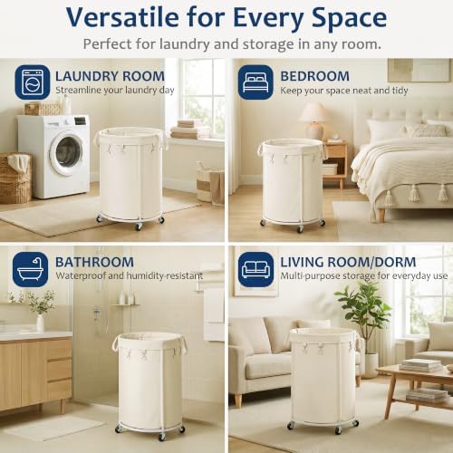 150L Large Capacity Rolling Laundry Basket Hamper - Image 6