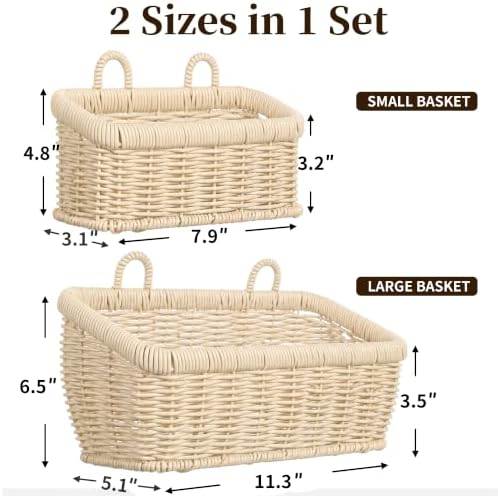 Wall Hanging Baskets, 2 Pack Woven Wicker Baskets - Image 2