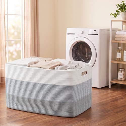 OIAHOMY 108L Super Large Blanket Basket, 25”x16”x16” Rectangle Woven Baskets - Image 6