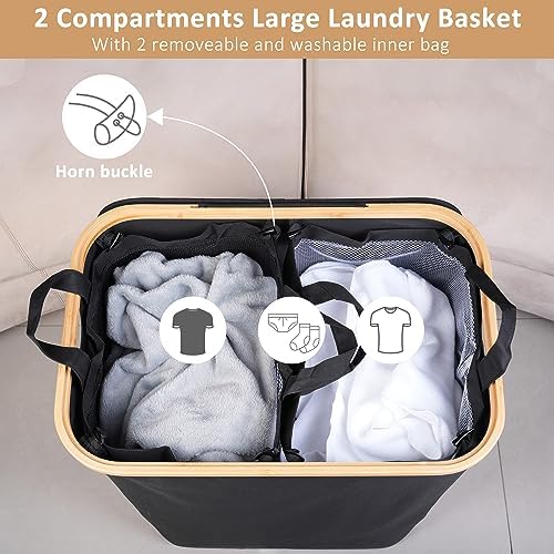 IEGrow Laundry Hamper with Lid, 150L Laundry Basket with 2 Mesh Bags - Image 3