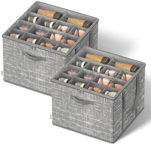 SONGMICS Shoe Organizer for Closet, 2 Pack Fabric Bins, Fits up to 32 Pairs by Unknown