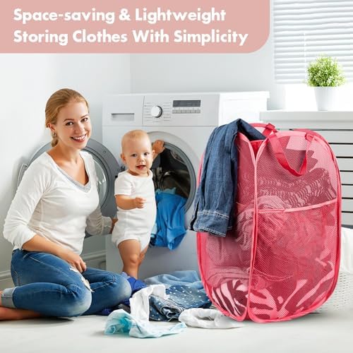 Pop Up Laundry Hamper, 70 L Collapsible Mesh Basket - Image 7