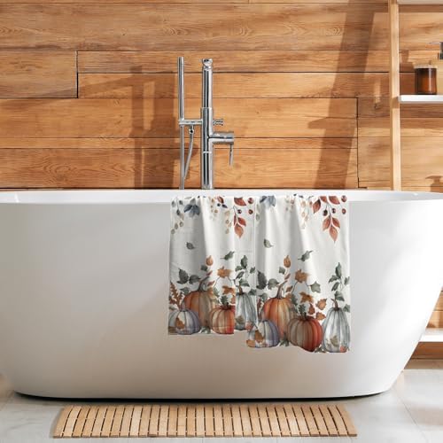 Fall Pumpkins Bathroom Towels Set Autumn Leaves Hand Towels Thanksgiving Maple - Image 7