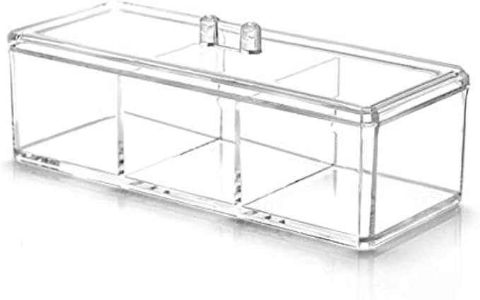 Square Acrylic Cotton Ball Pads Gauze Swab Holder Organizer Q-tip Dispenser by KWCollection
