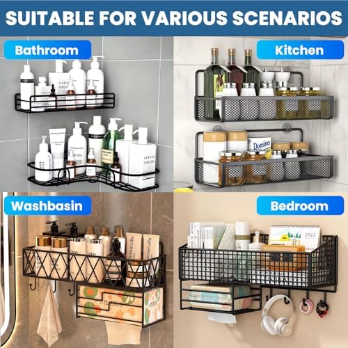 4 Pack Shower Caddy Adhesive Replacement, Shower Shelf Strong Adhesive Hooks - Image 7