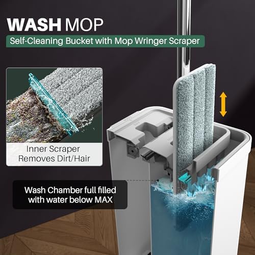 JOYMOOP Flat Mop System, Microfiber Mop and Bucket Set, Commercial & Household - Image 2