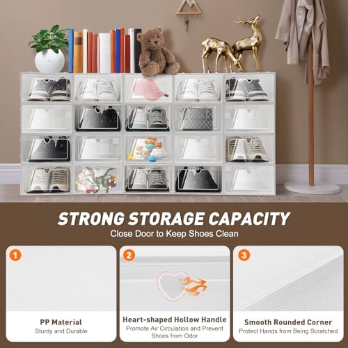 20 Pack Shoe Storage Boxes, Foldable Shoe Container - Image 6