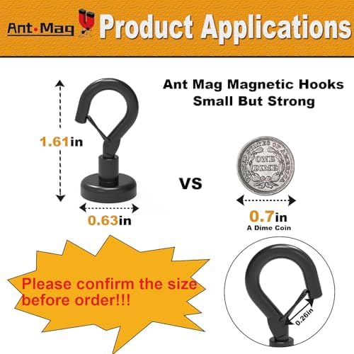 Ant Mag Magnetic Hooks Heavy Duty 22LBS Strong Magnet Snap Hooks 8 Pack - Image 2