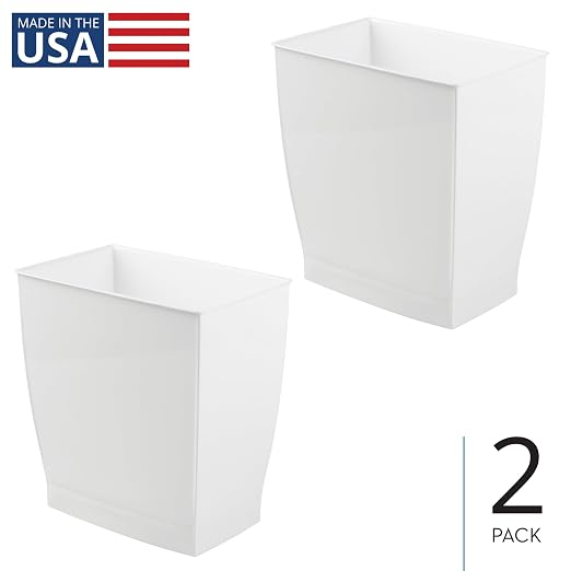 iDesign Small Plastic Bathroom Trash Can, Slim Rectangle - Image 2