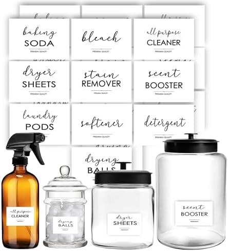Minimalist Laundry Room Labels, Modern Cleaning Labels by Mintitude