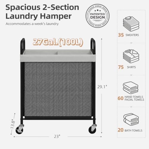 STORAGE MANIAC Rolling Laundry Hamper - Image 3
