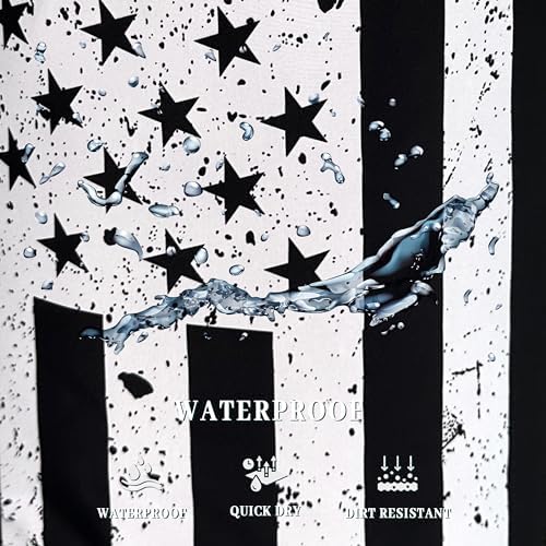 Black White US Flag Laundry Basket Oxford Cloth Foldable Hamper 18.9x16.5In - Image 5