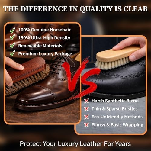 100% 7in Horsehair Shoe Brush Horse Hair Brush - Image 3