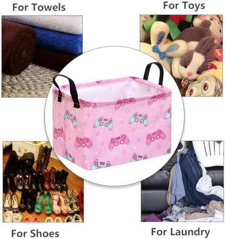 MAIZMZ Girls Storage Basket, Waterproof Lining, Leather Handles, Collapsible - Image 7