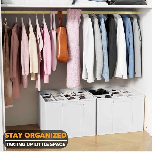SpaceAid Shoe Organizer for Closet, 2 Pack Foldable Shoe Storage Containers - Image 6