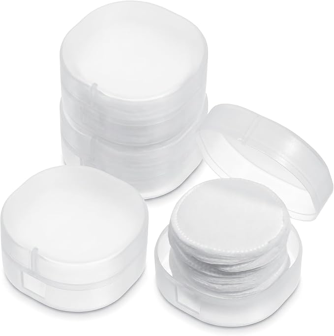 4 Pcs Cotton Round Holder Plastic Makeup Sponge Case - Image 8