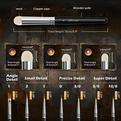 Golden Maple Miniature Paint Brushes Drybrush-10pcs Micro Detail Paint Brush Set - Image 6