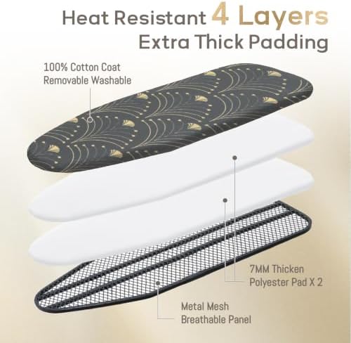 Ironing Board 43x13, RAINHOL Black Gold Pattern Full Size Iron Board - Image 4