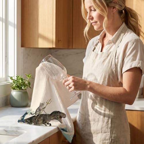 4 Pcs Funny Cat Kitchen Towels, Godzilla Japanese Cats Gifts Hand Towel - Image 6