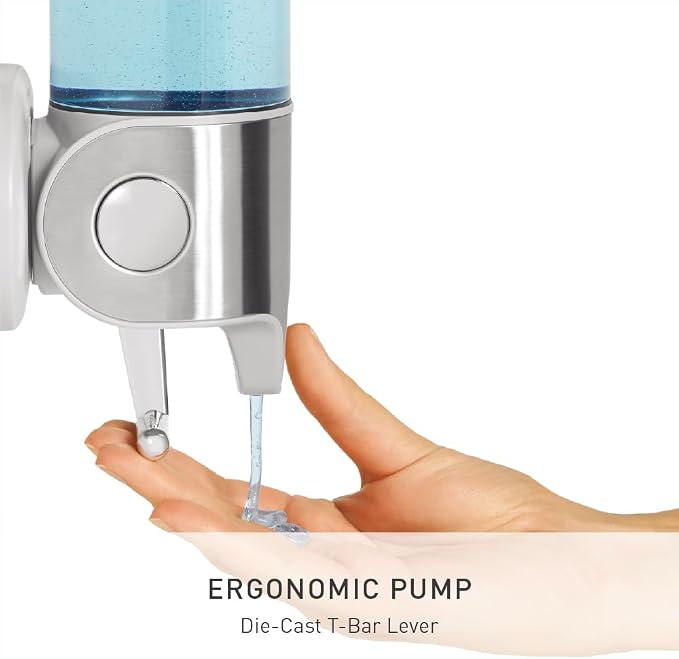 simplehuman Triple Wall Mount Pumps, Hotel-Grade Refillable 3-Chamber Shampoo - Image 4
