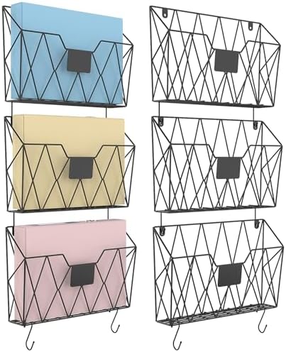YBING Wall File Organizer Mesh Hanging Wall Files Holder 6 Pack by YBING