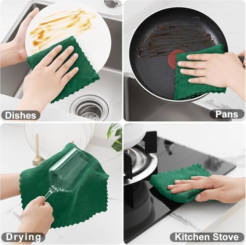 Homaxy 12 Pack Super Soft Absorbent Coral Velvet Dish Cloths - Image 6