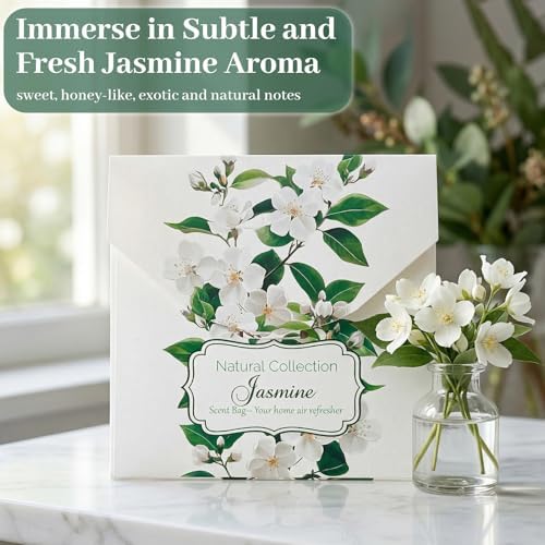 24 Pack Jasmine Sachets for Drawers and Closets, Natural Closet Freshener - Image 2