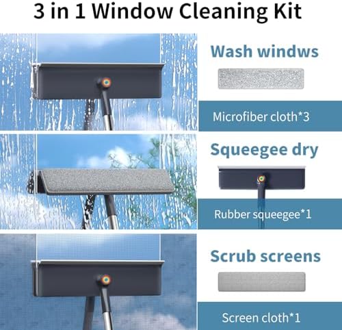 3 in 1 Window Squeegee for Home, Window Cleaning Kit - Image 2