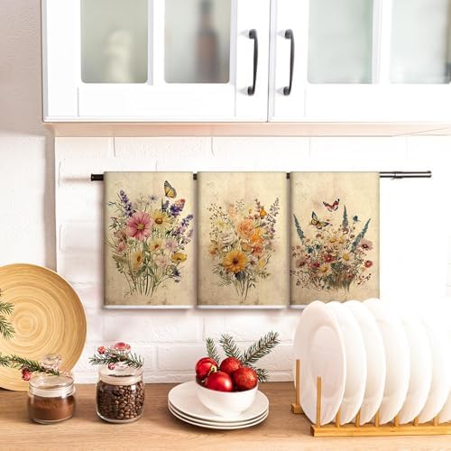 Bencailor 6 Pcs Wildflowers Kitchen Towels Decorative Sets Dish Towels - Image 4