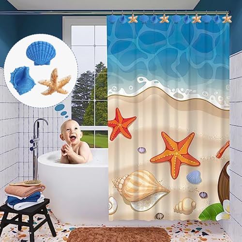 Seashell Shower Curtain Hooks 12pcs Beach Shower Curtain Rings Bath Shower - Image 4