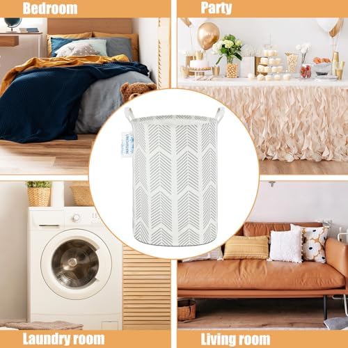 Round Laundry Basket Collapsible Storage Hamper Organizer Arrowhead - Image 3
