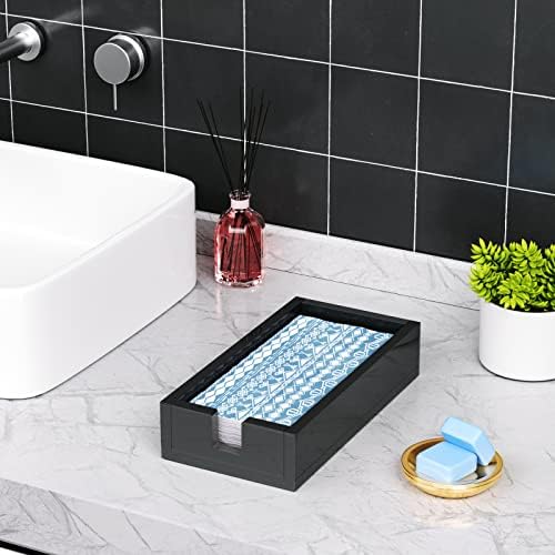 HIIMIEI Acrylic Bathroon Napkin Holder, Disposable Hand Towels Tray（Black） - Image 4